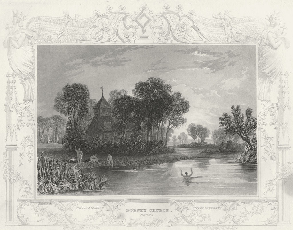 BUCKS. Dorney Church. Tombleson 1830 old antique vintage print picture